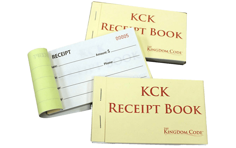 the kingdom code- receipt book- kid entrepreneur- money management