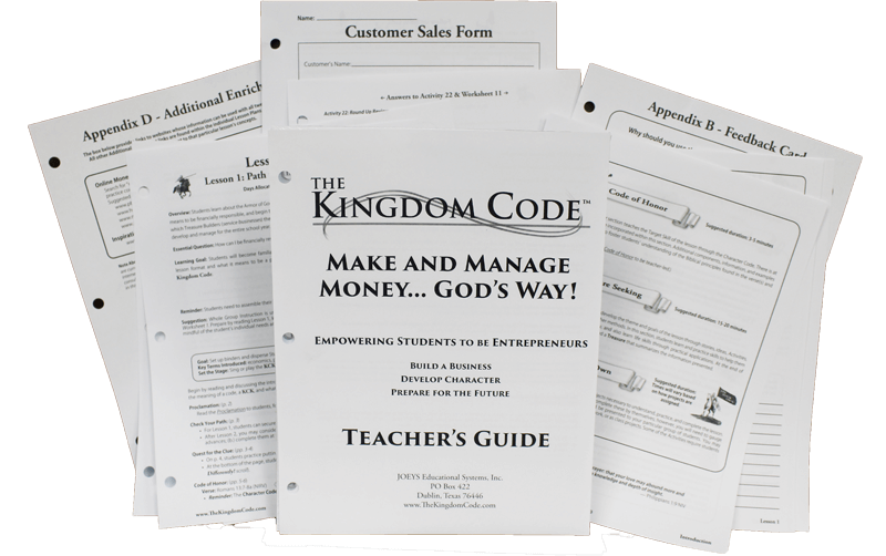 teacher's guide -money management- entrepreneur- the kingdom code- kid