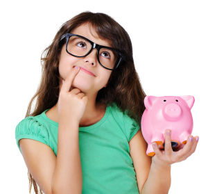 girl piggy bank managing money